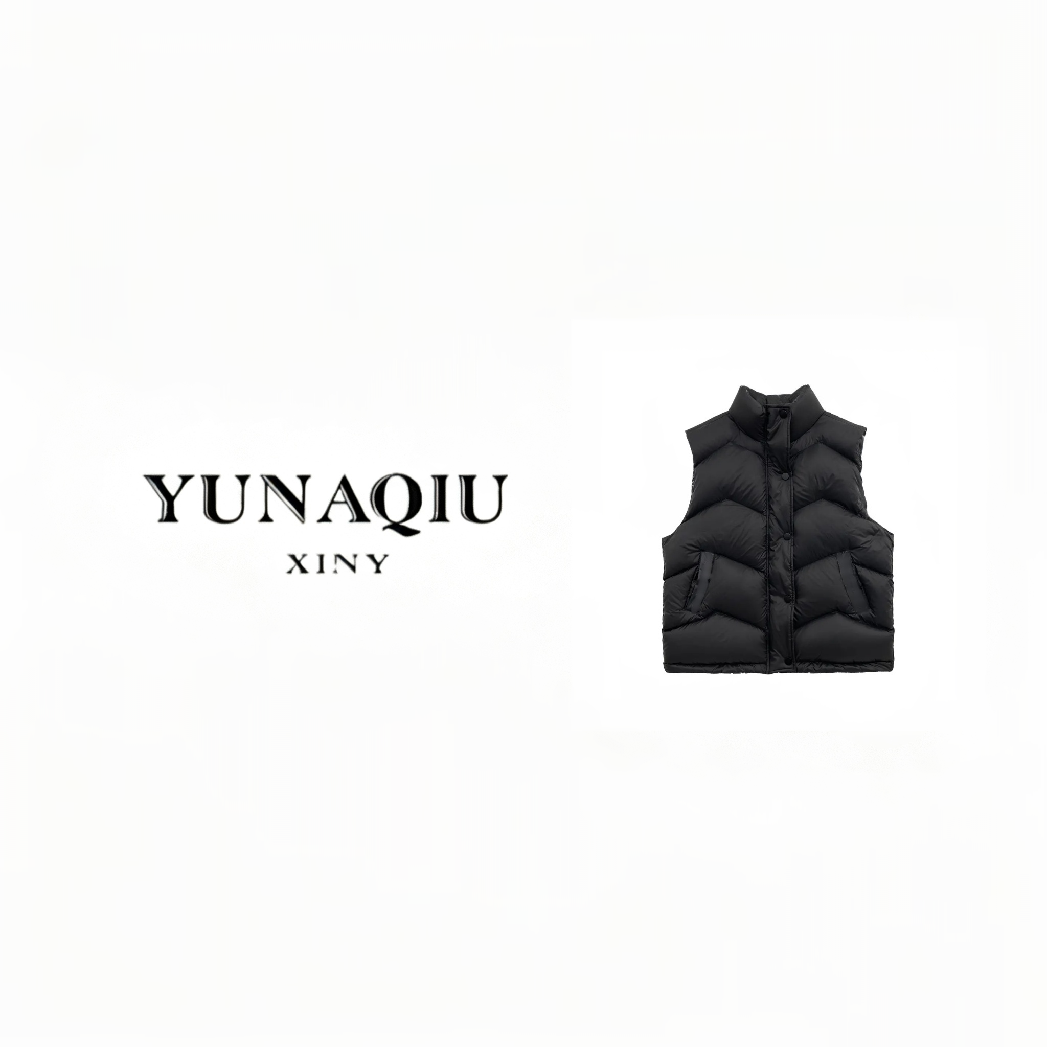 YUNAQIU-老花重工纯色立领冬款拉链棉服-11859