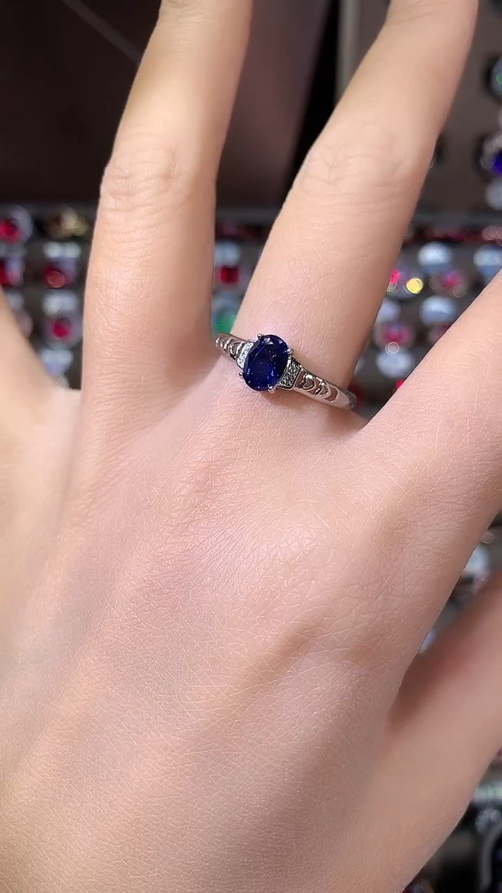 戒指蓝宝石未镶嵌57银色