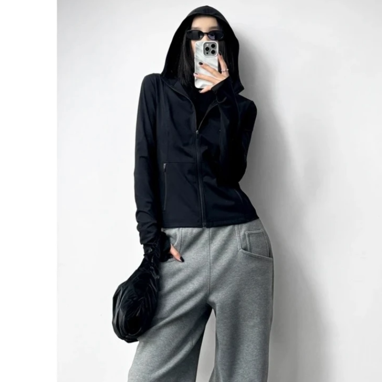 阿玛施新款百搭时尚高弹塑性修身显瘦瑜伽速干长袖连帽外套540062