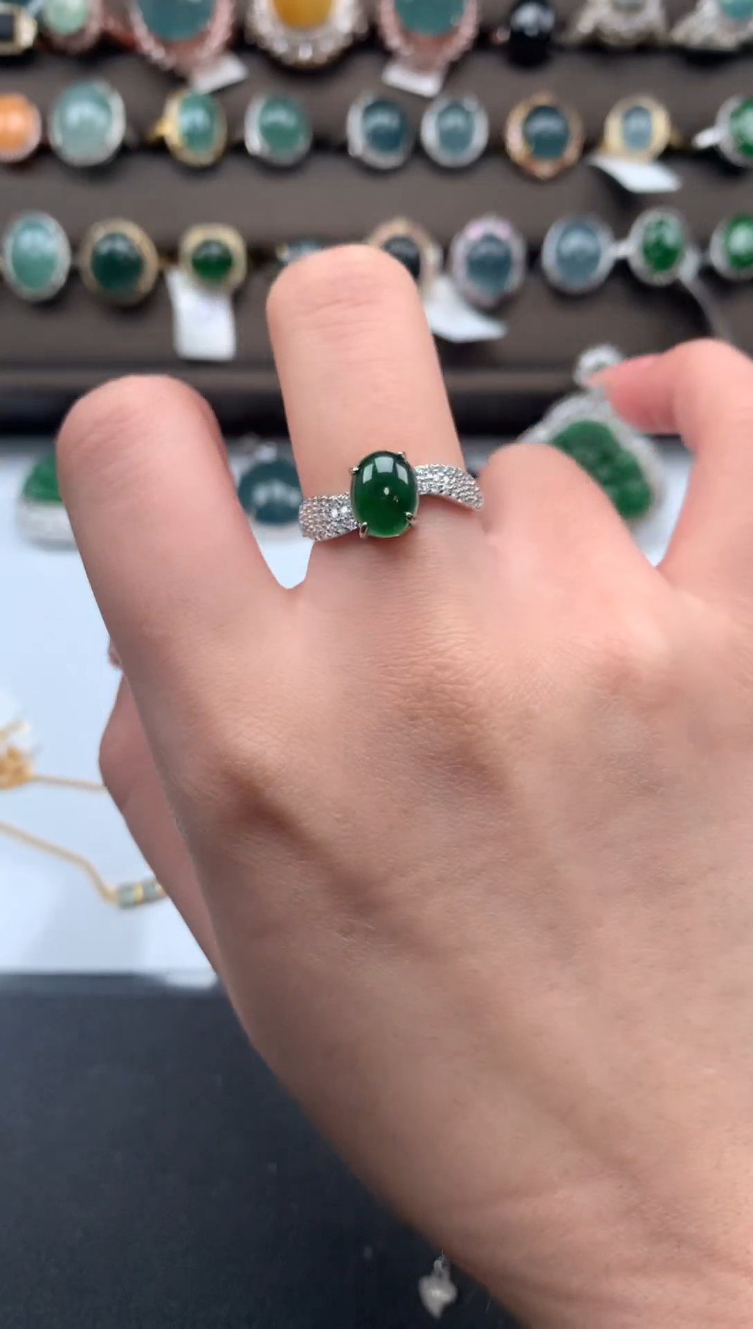 【闪购商品】翡翠戒指银S925镶嵌52141