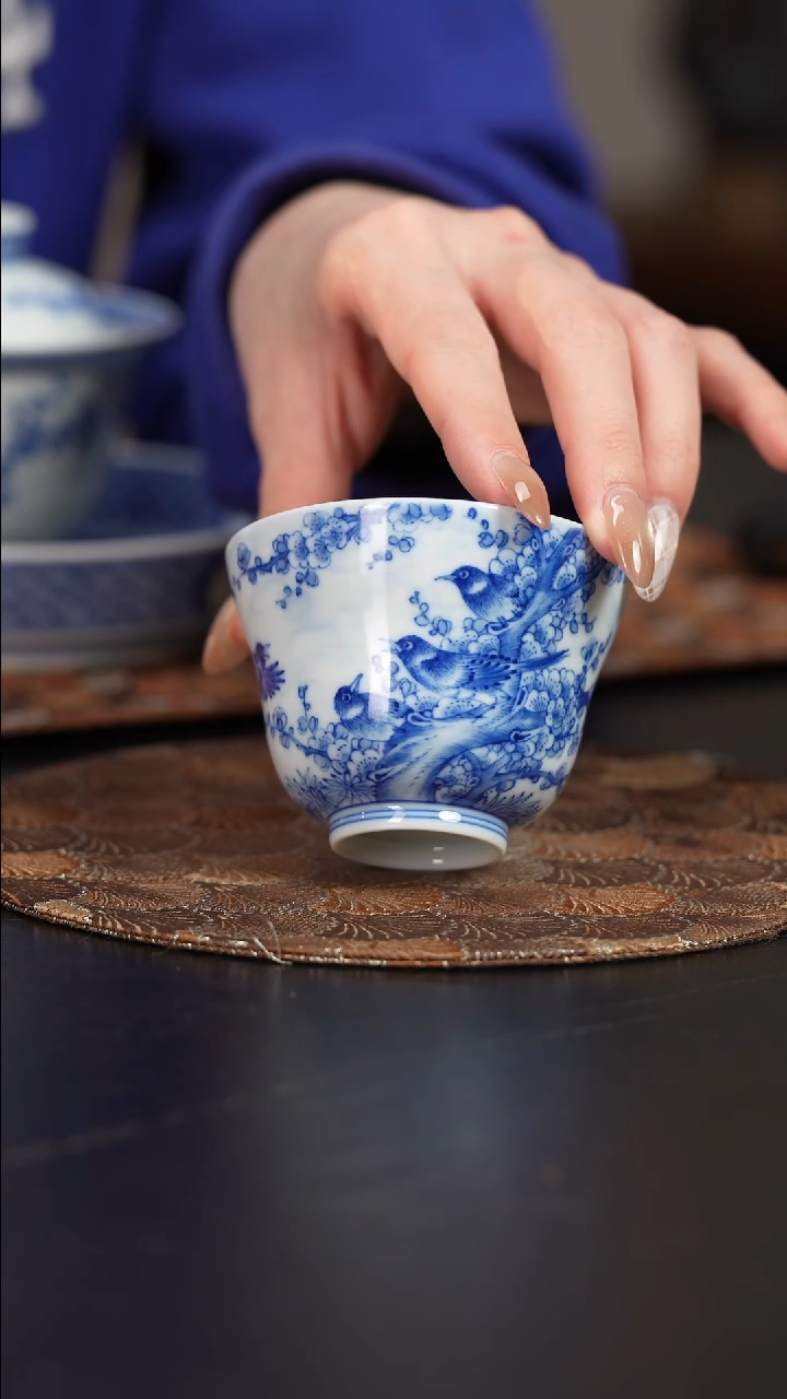 【闪购商品】杯看山柴窑青花喜上眉梢