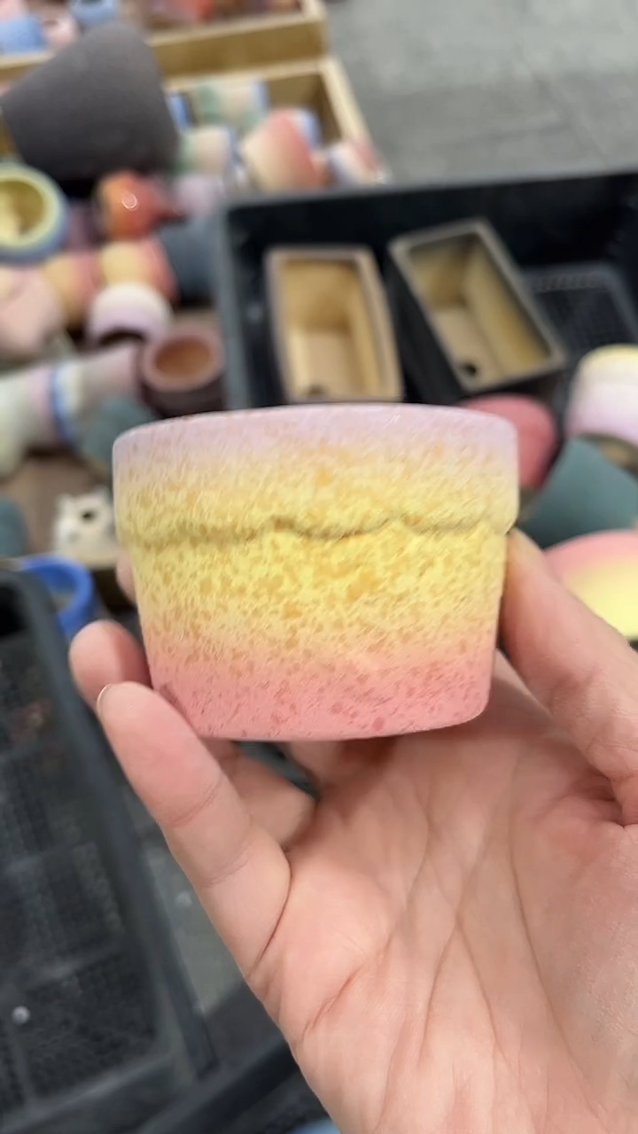 麦饭石粗陶多肉花盆口径6*4