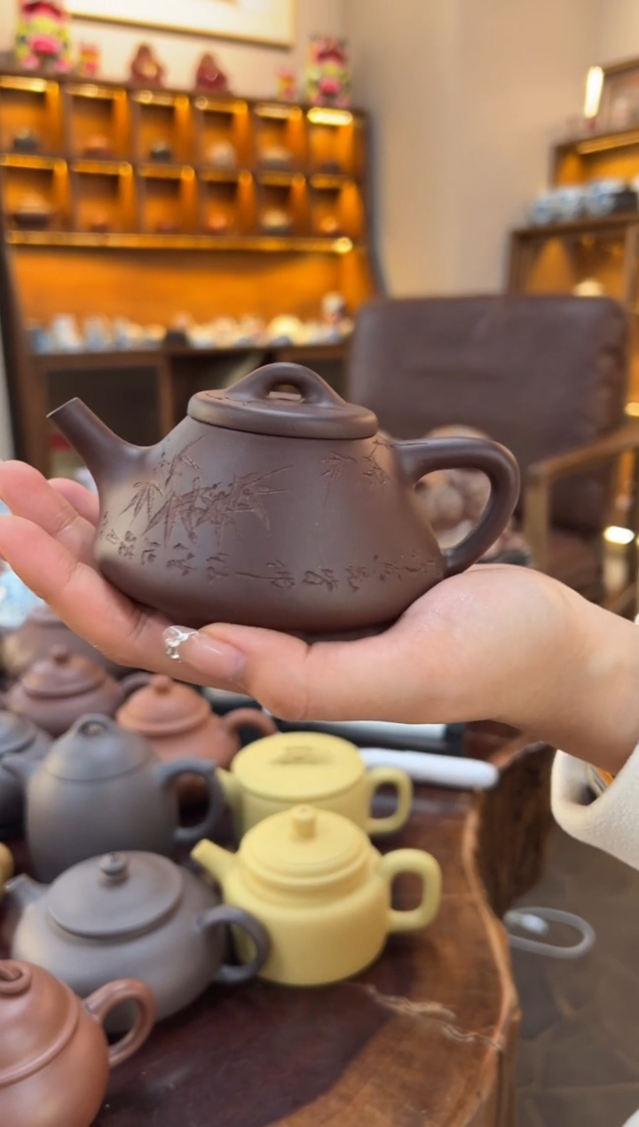 【闪购商品】紫砂茶壶【头哥手工壶】子冶石瓢底槽清刻绘