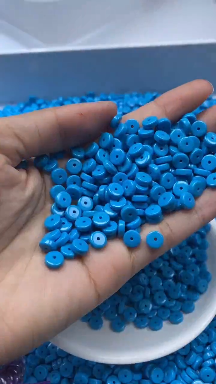 未镶嵌颈饰玛瑙/玉髓W3055-高瓷睡美人蓝松算盘6*2mm*20颗