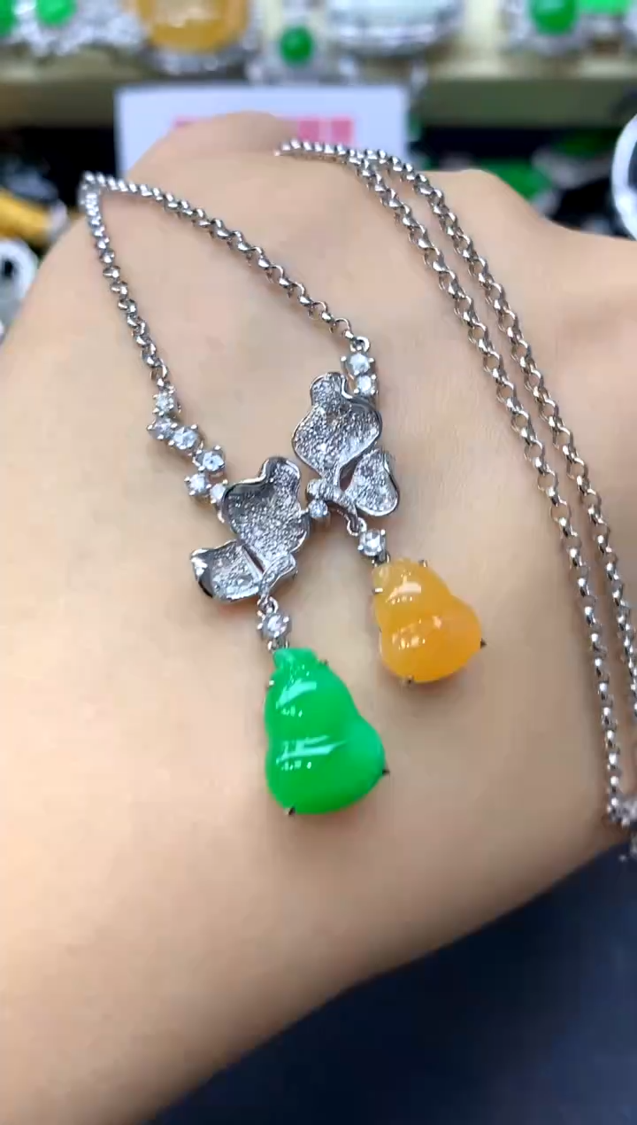 颈饰18K金镶嵌翡翠397-中国好珍宝