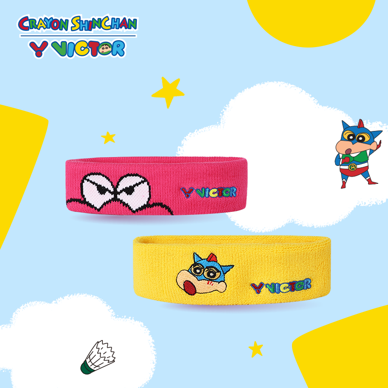 VICTOR/威克多蜡笔小新联名运动发带头带束发带男女SP4503CS吸汗
