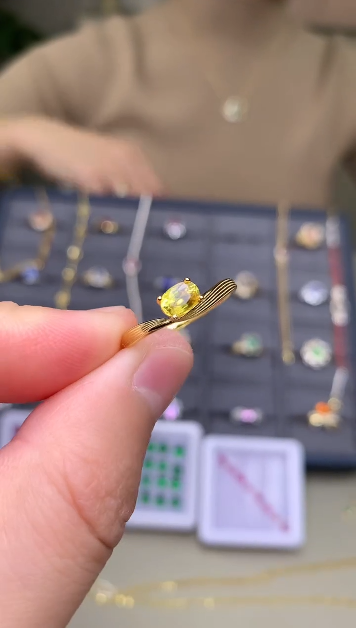 戒指蓝宝石银S925镶嵌戒指