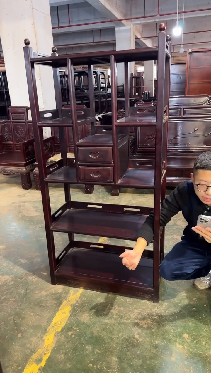 黑酸枝木类成套家具博古柜