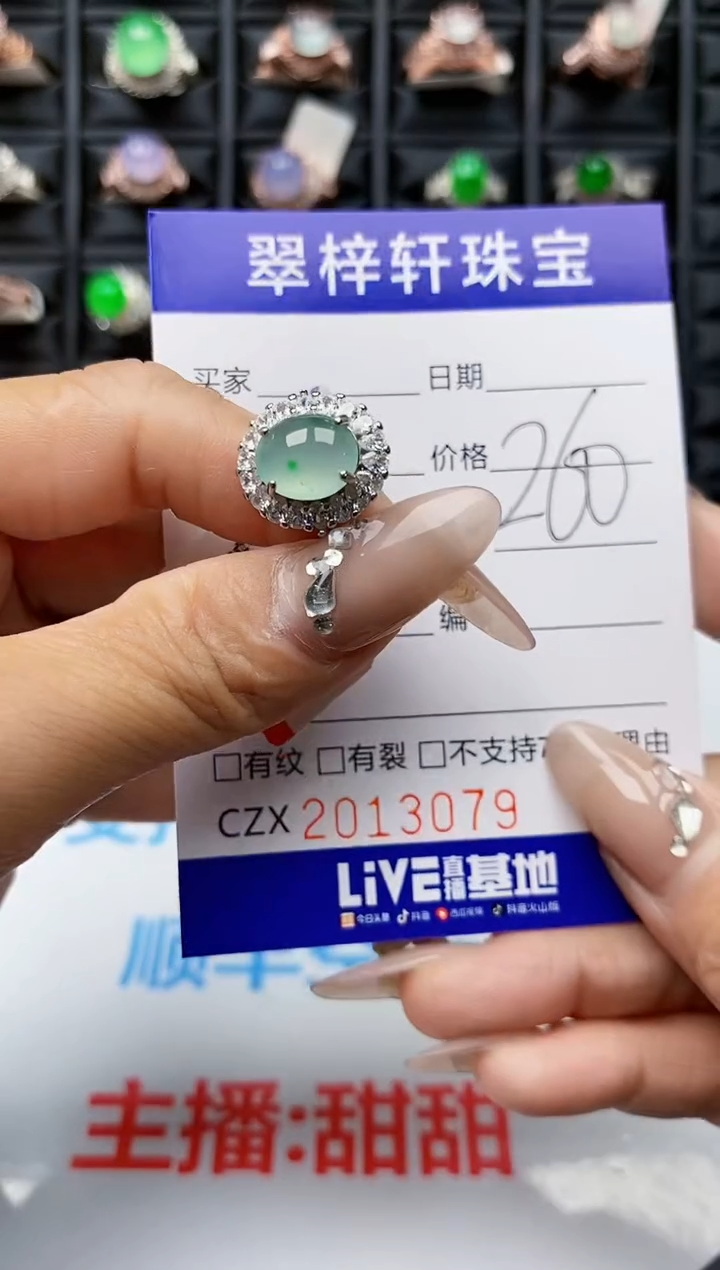 【闪购商品】翡翠戒指银S925镶嵌3079