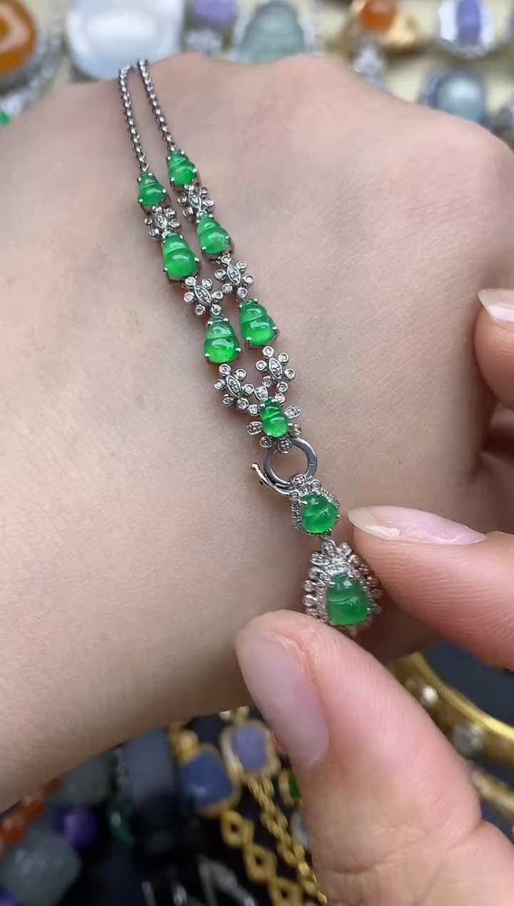 翡翠18K金镶嵌颈饰634-春日珠宝