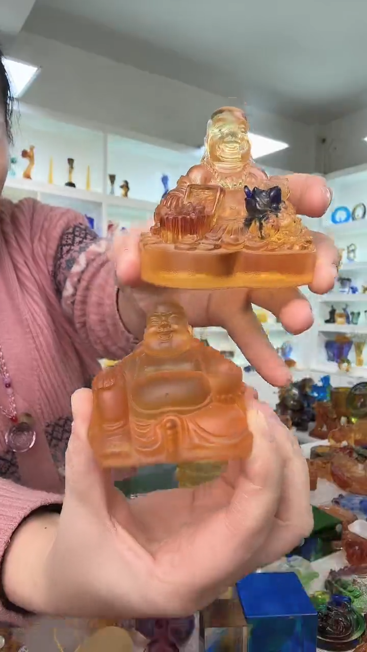 手工艺品琉璃弥勒两尊