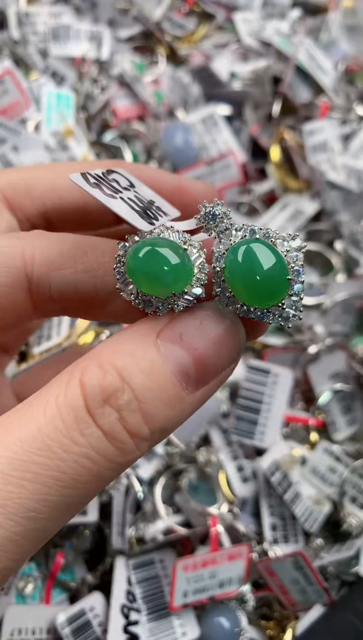 银S925镶嵌戒指翡翠1515---2