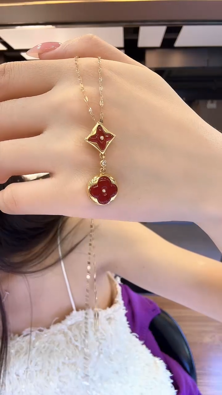 【闪购商品】玛瑙/玉髓18K金镶嵌项链项链