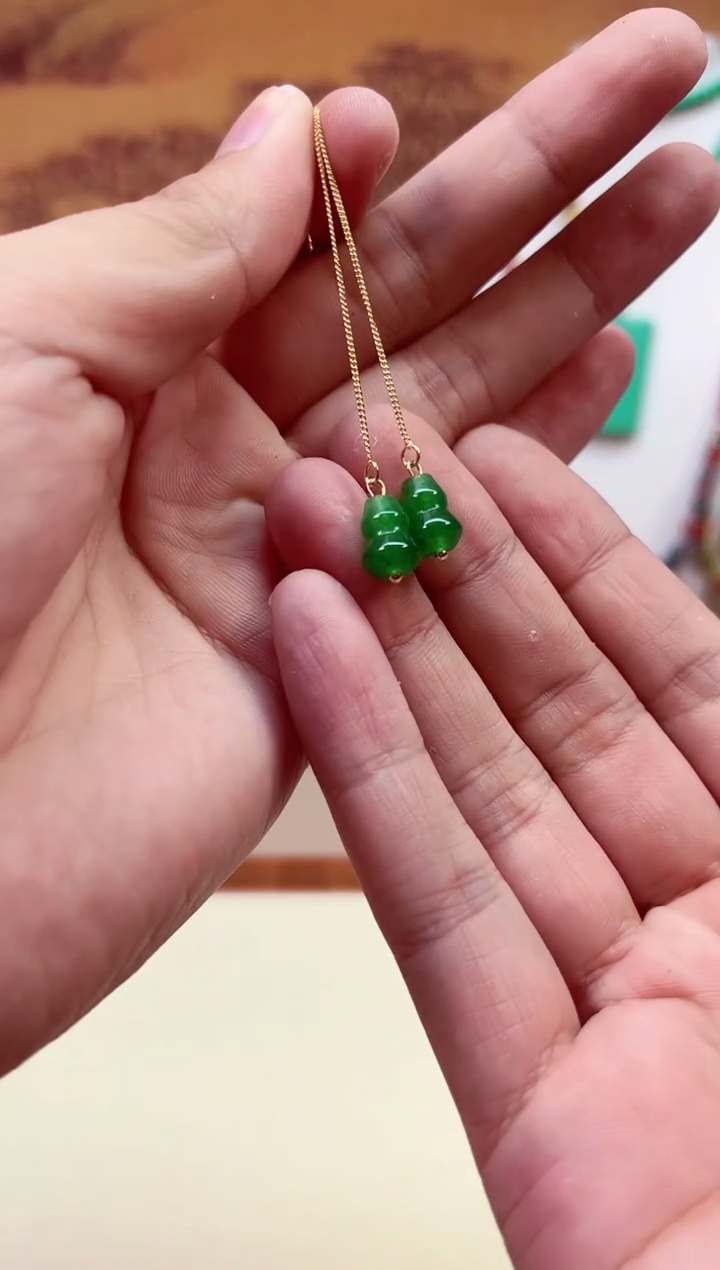 翡翠14K金镶嵌耳饰E400