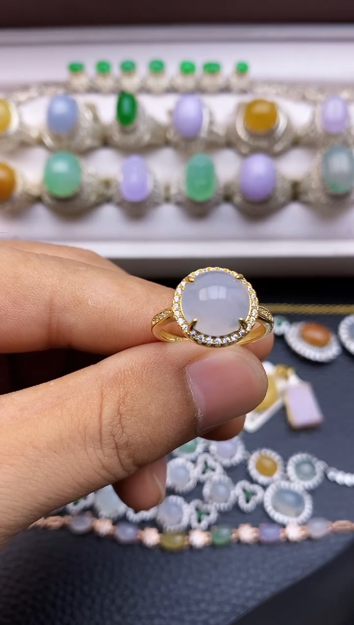 翡翠戒指银S925镶嵌/0056