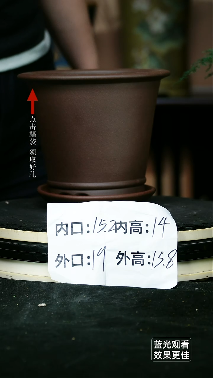 紫砂花盆紫泥斗笠一个带托