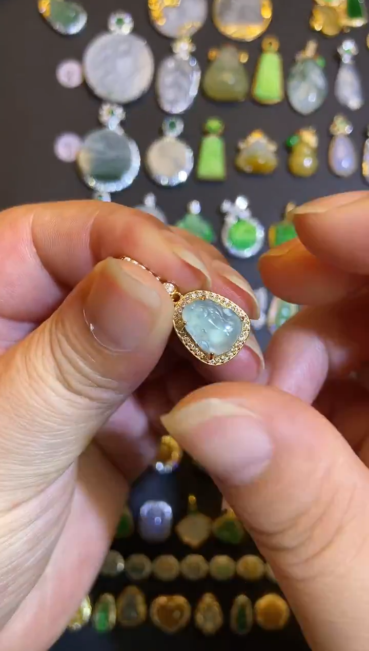 吊坠(不含链)银S925镶嵌翡翠1