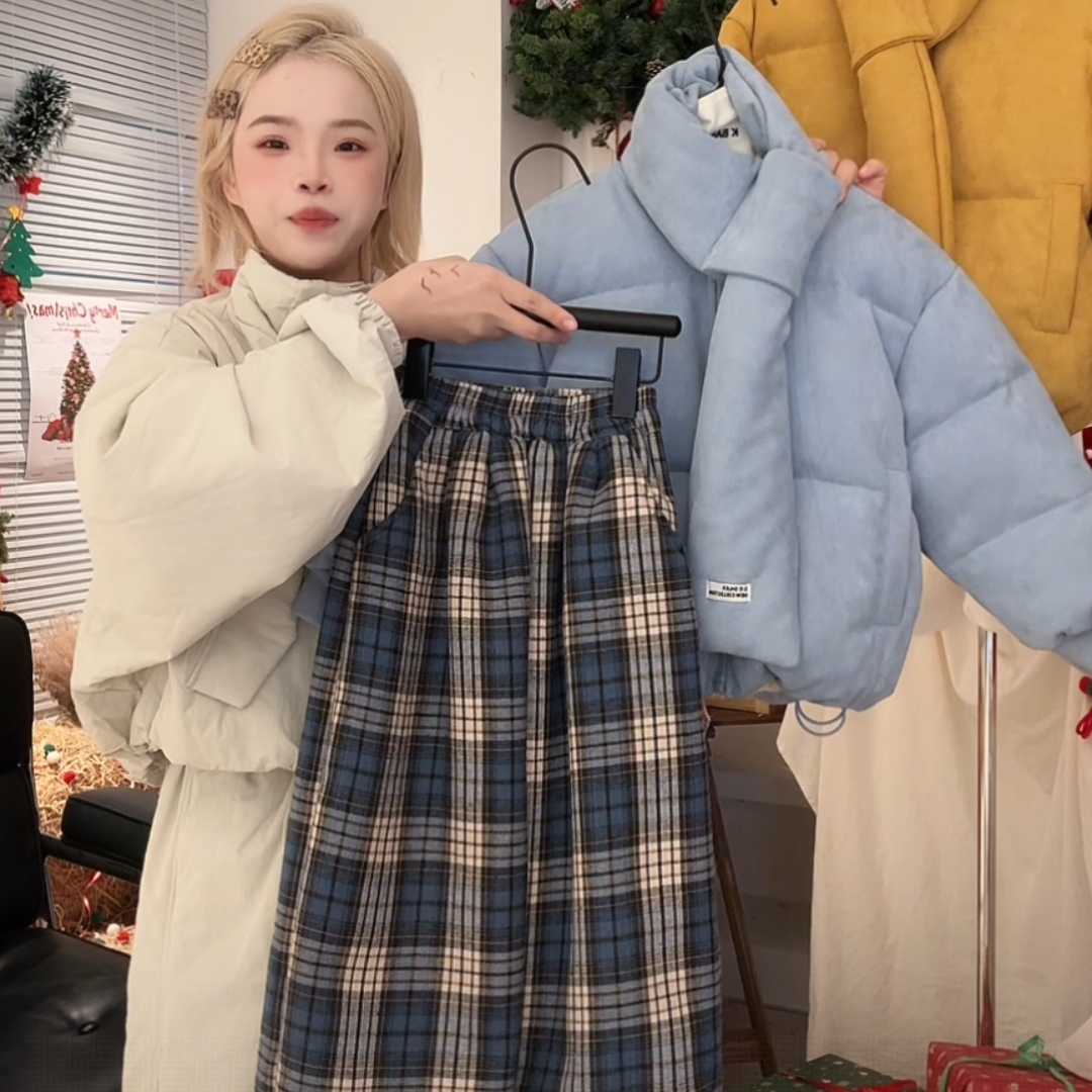 K.baby【冬•蓝格】加厚百搭格子裤 冬季新款儿童韩版 9438