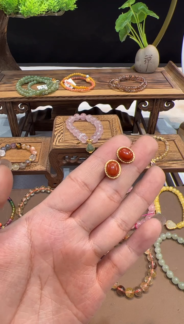 【闪购商品】南红玛瑙手饰银S925镶嵌@@耳饰