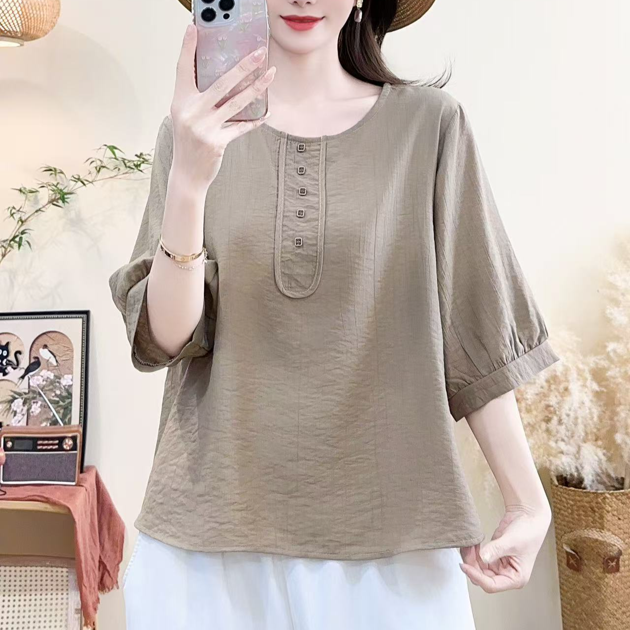 7238新款春夏简约休闲显瘦T恤小衫QZ