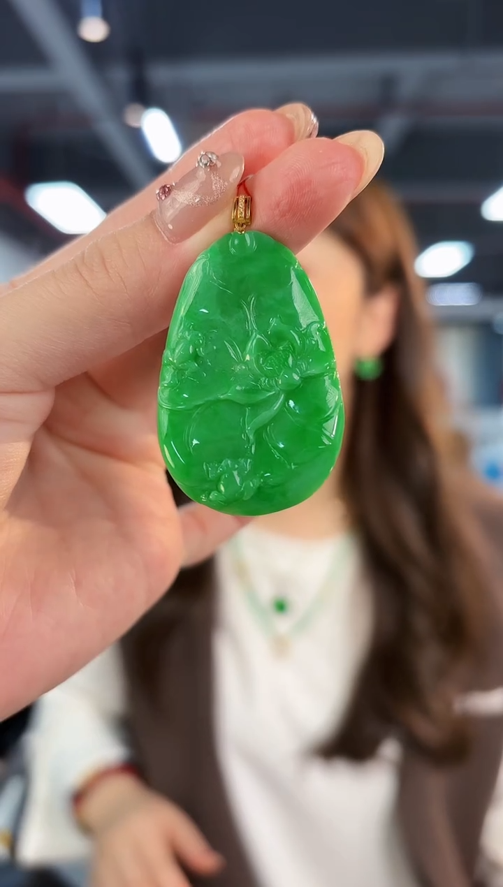 【闪购商品】翡翠颈饰18K金镶嵌缅料A货/支持复检/一件