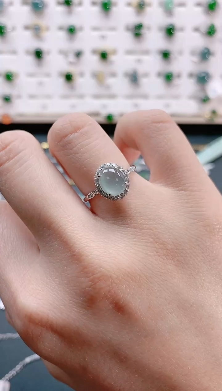 【闪购商品】翡翠戒指银S925镶嵌天然翡翠