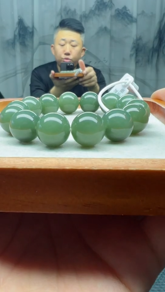 未镶嵌手串和田玉且末冰瓷蓝卡16纯天然拍一发一