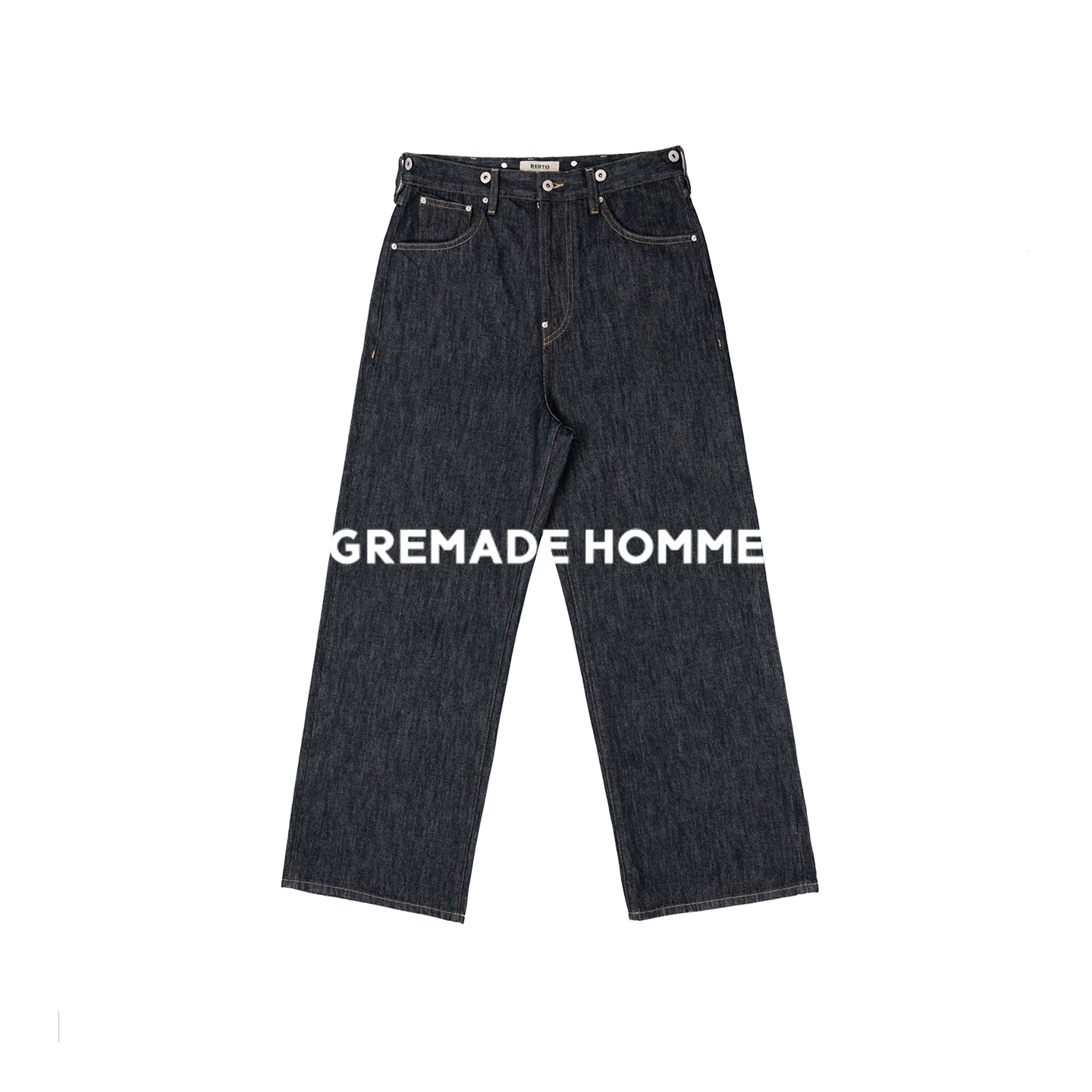 GREMADE 意大利BERTO复古巴黎扣黑灰原色直筒高腰牛仔裤 RIRI拉链