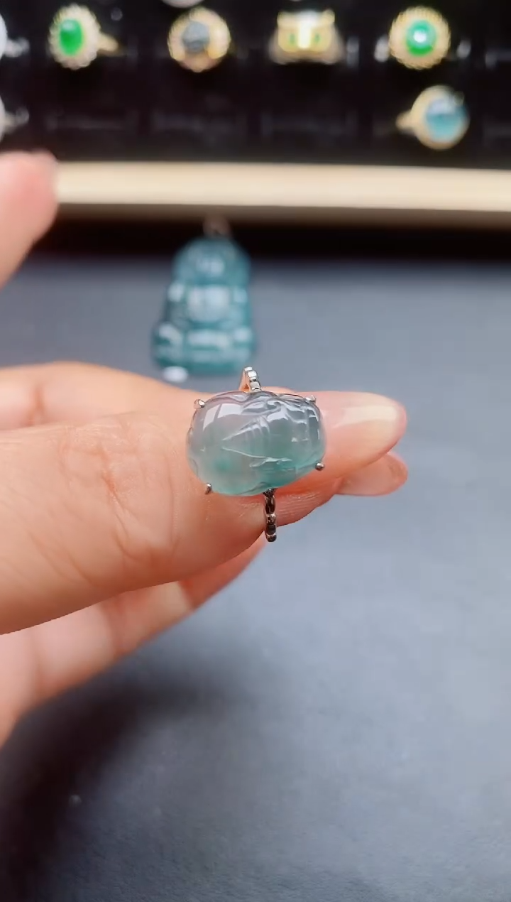 翡翠戒指银S925镶嵌3125