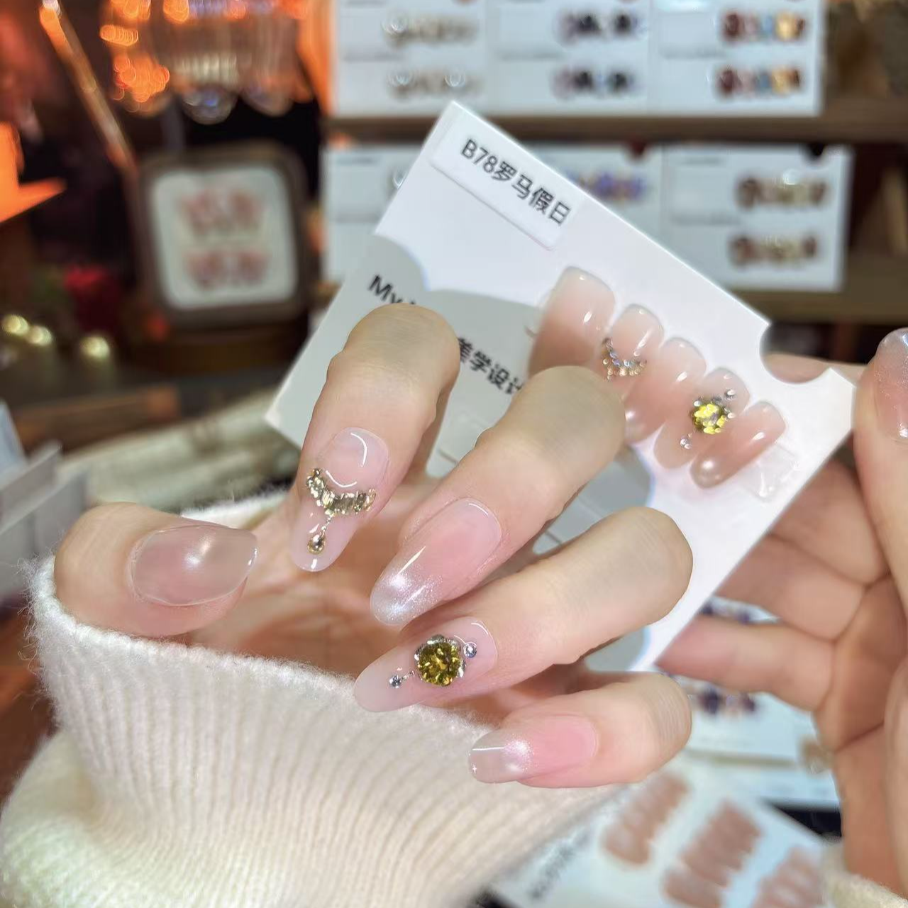 B78【罗马假日】新年款纯手工秋冬显白气质穿戴甲