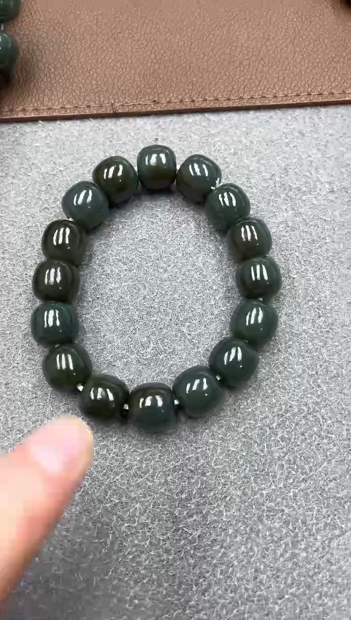 未镶嵌手串和田玉纯天然新疆且末糖青14老型