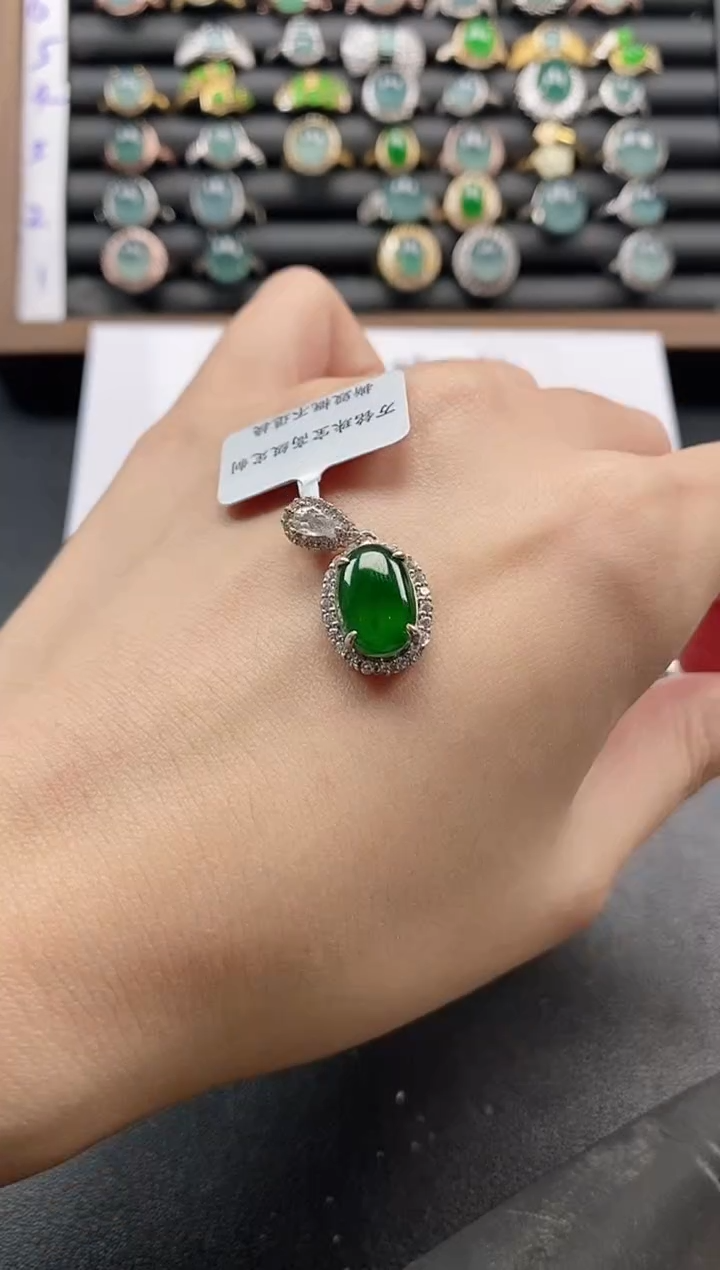 银S925镶嵌戒指翡翠51511
