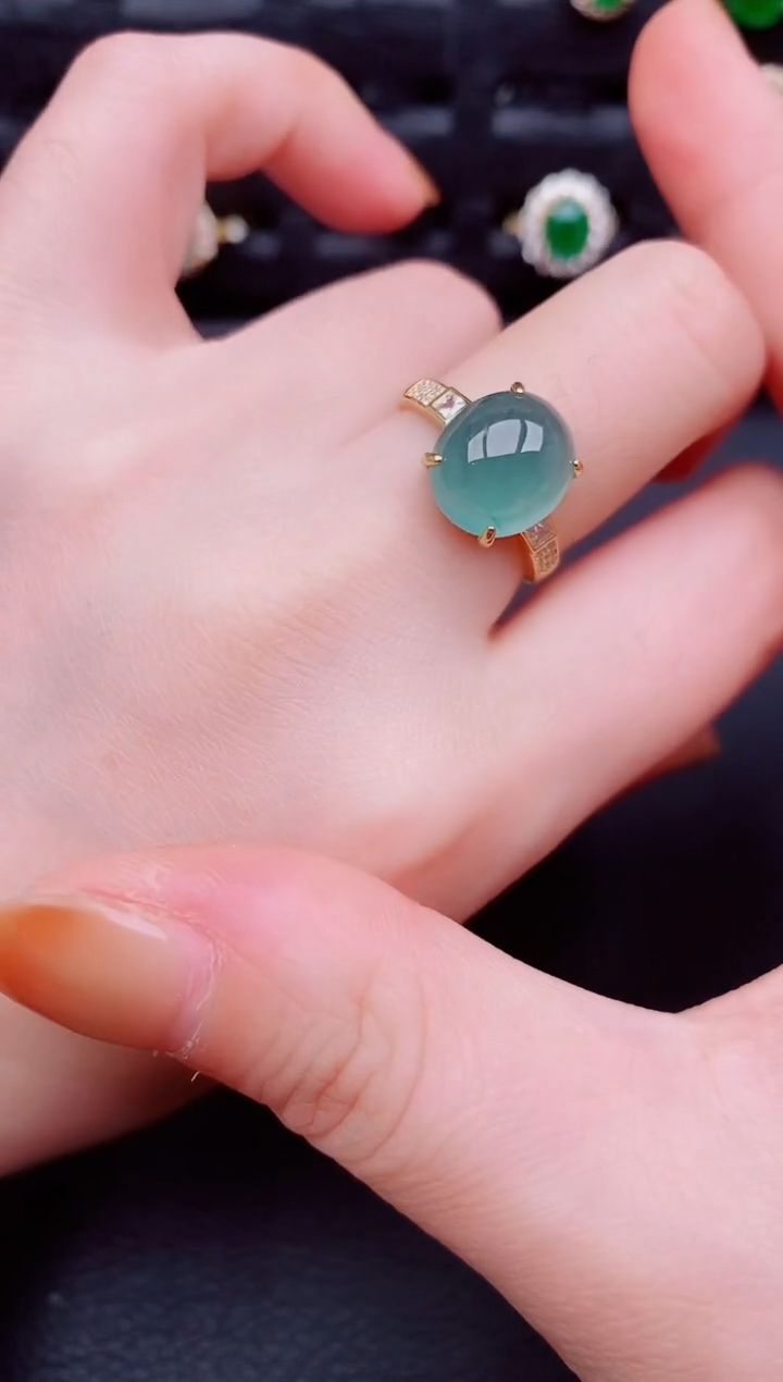 【闪购商品】翡翠戒指银S925镶嵌天然a货翡翠623