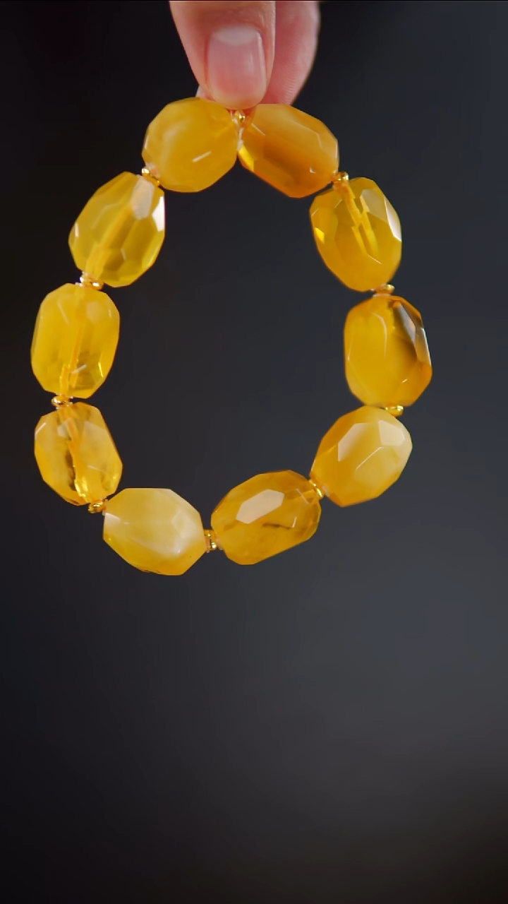 手链琥珀未镶嵌俄料随型钻面手串28.9