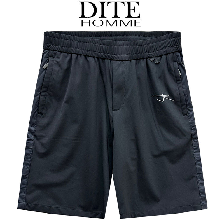 Dite迪特男士夏季速干黑时尚运动透气舒适简约纯色闪电标五分短裤