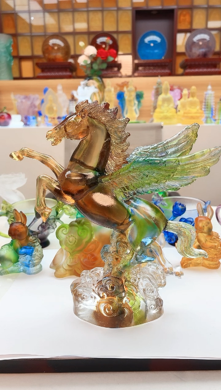 手工艺品琉璃抄****市彩色飞马摆件