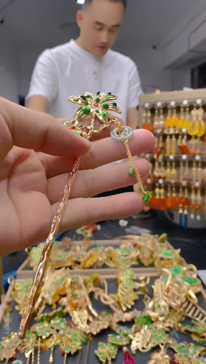 【闪购商品】翡翠耳饰合金215翡翠发簪