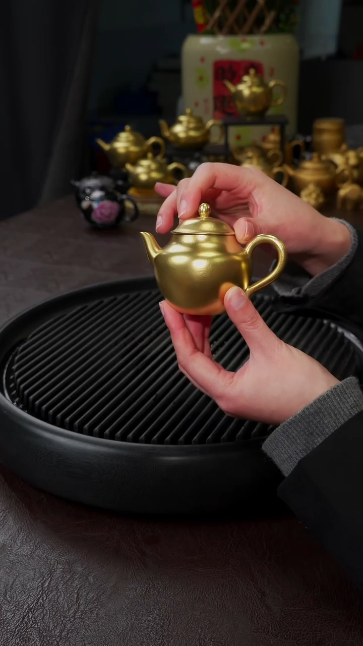 【闪购商品】杯【宜景窑紫砂亮光金】秋水小品金壶13