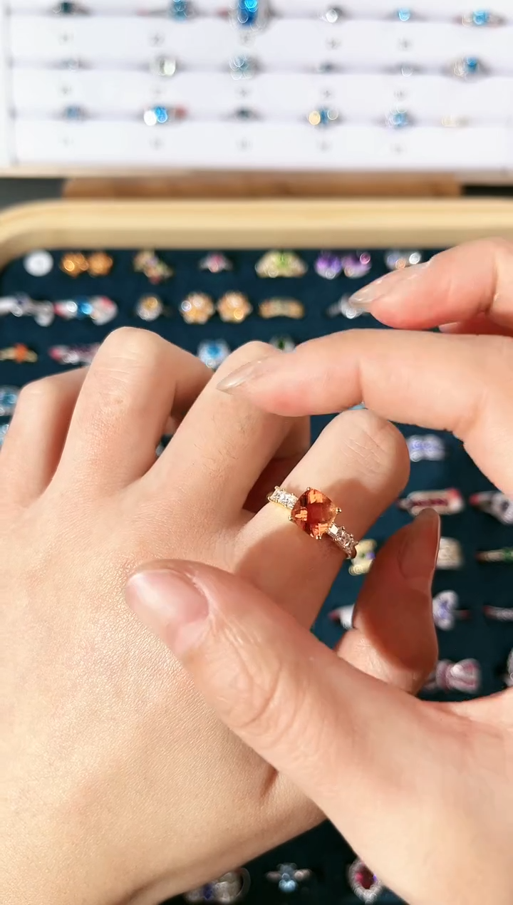 【闪购商品】黄晶戒指银S925镶嵌H-019