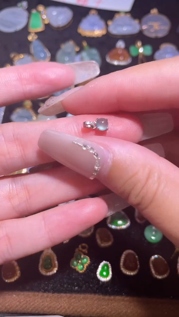 吊坠(不含链)银S925镶嵌翡翠天然a货