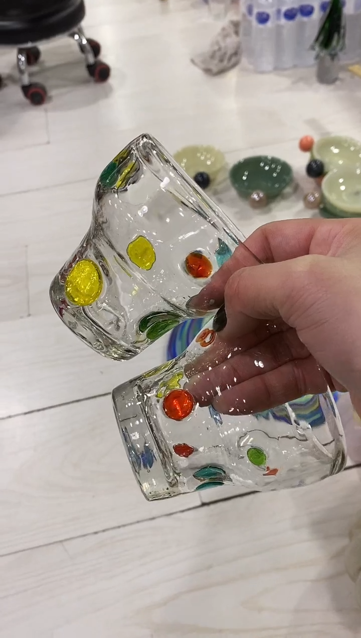 许*瘦慕忆家手作琉璃花瓶一对