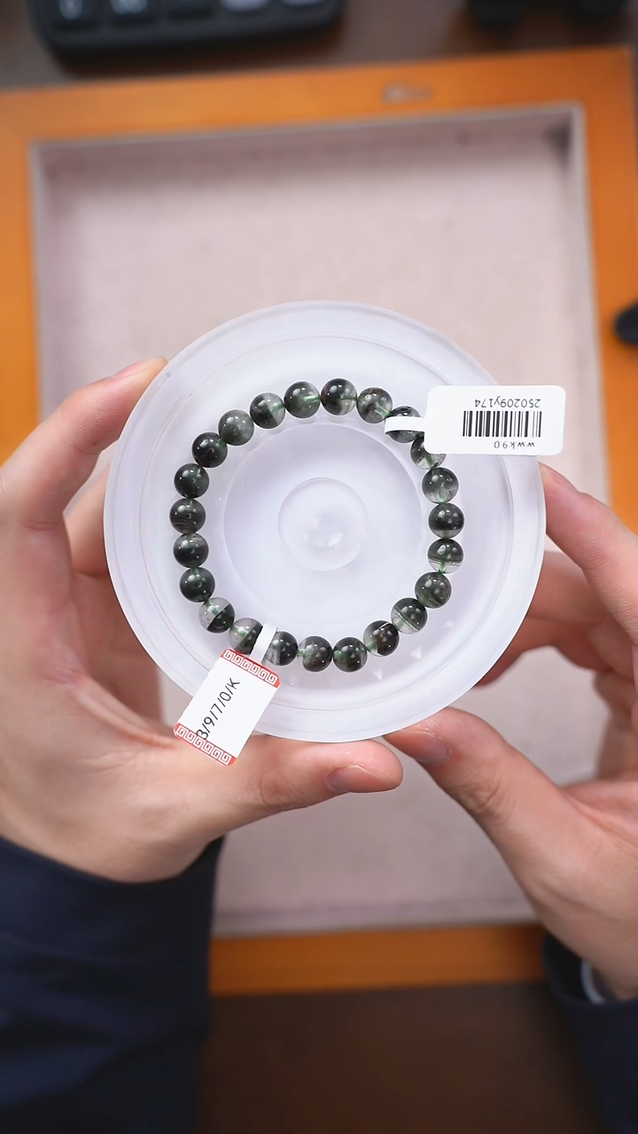 【闪购商品】水晶手链未镶嵌q237 绿幽灵手链8mm+