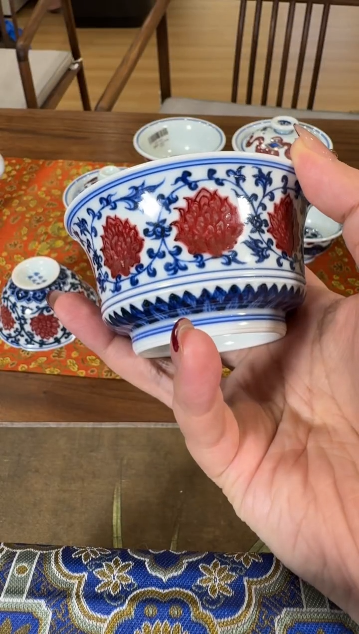 【闪购商品】杯永明尚玩缠枝满绘马蹄杯