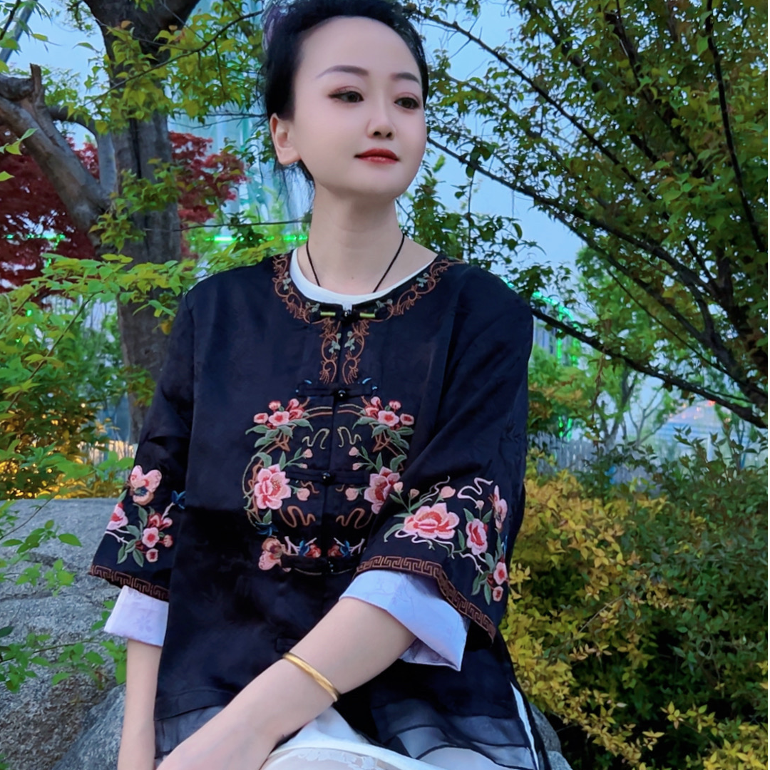 463新款  国风绣花时尚百搭女士中式中国风上衣
