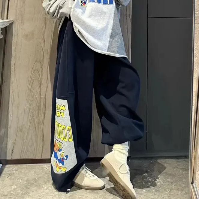 【王小强家】印花时尚加绒潮流休闲弯刀裤