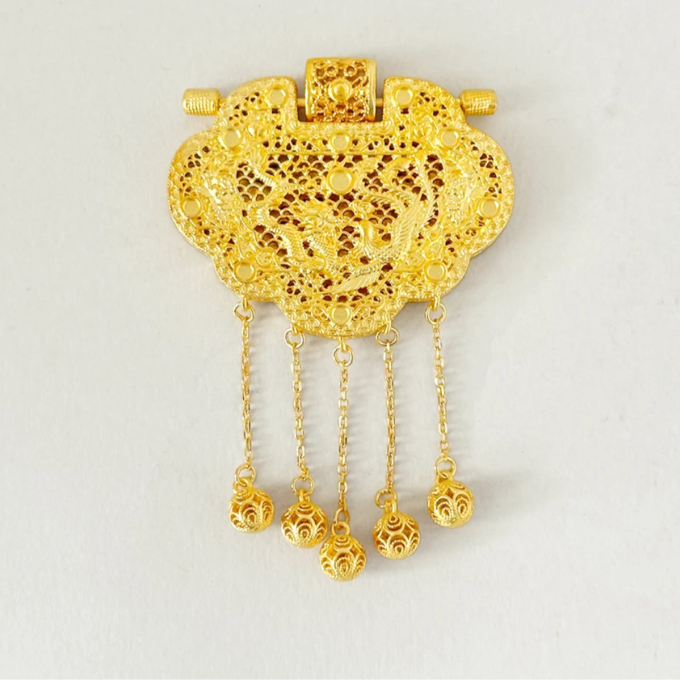 吊坠足银 天子门生状元及第龙凤呈祥锁编织时尚百搭祥云锁素款