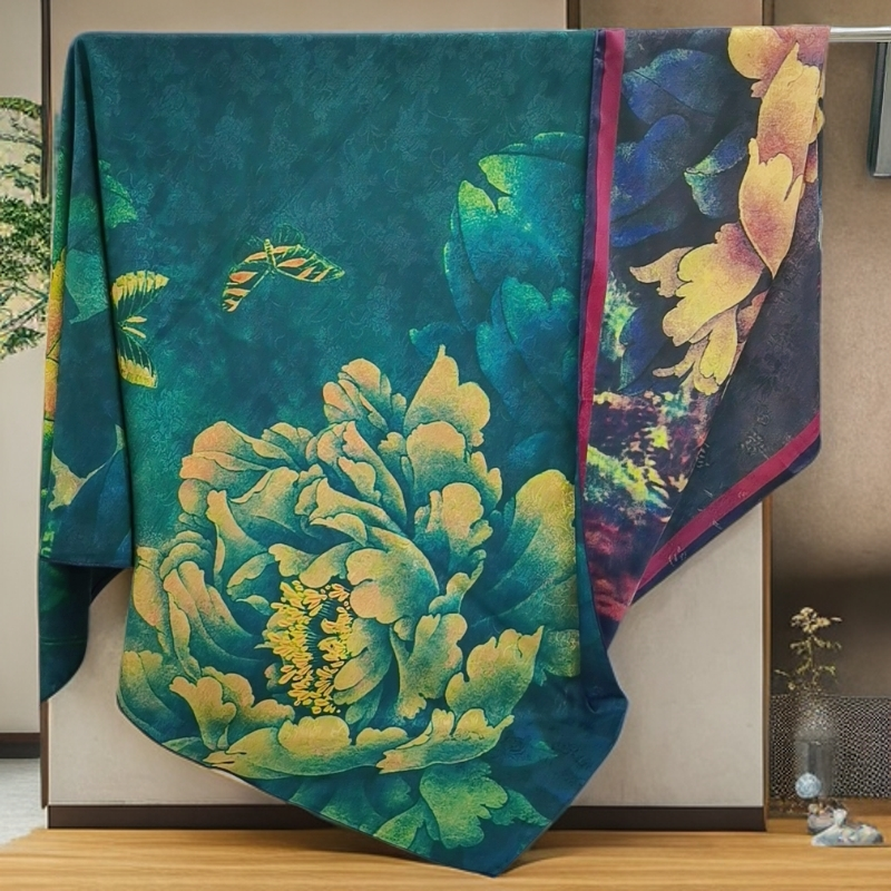 上海故事C12捡漏双面双色140cm金蕊流霞方巾香云老料贵气长辈礼物
