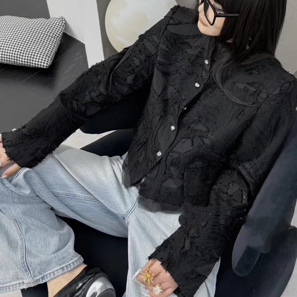 DA-J春季新款新中式羽毛提花工艺小众设计感衬衣外套