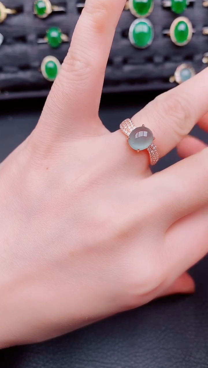 【闪购商品】翡翠戒指银S925镶嵌天然a货翡翠269