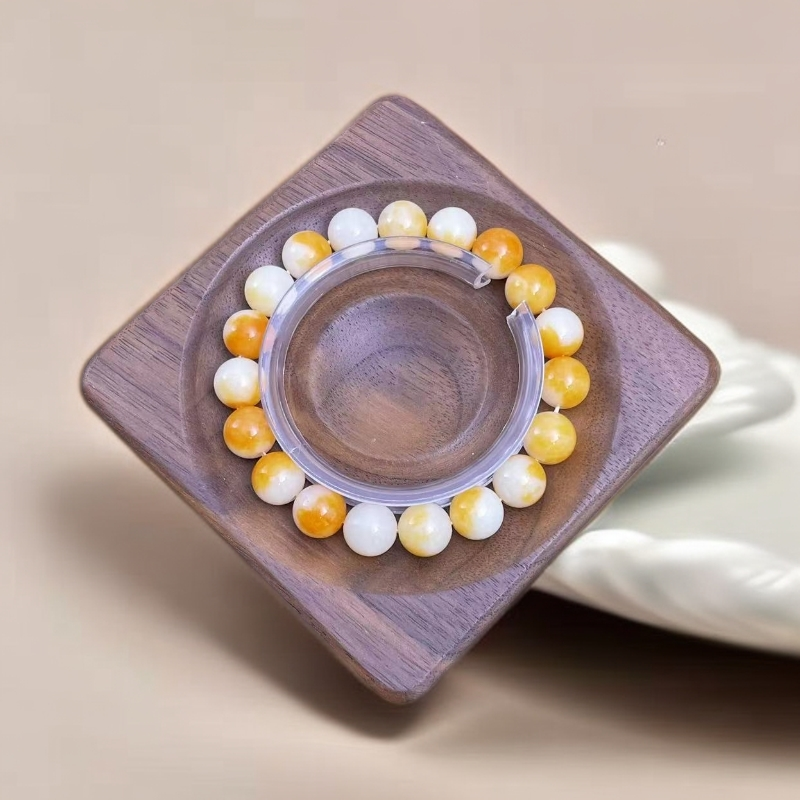 【佳玺精选】031 天然玉石 黄沁白月光10mm